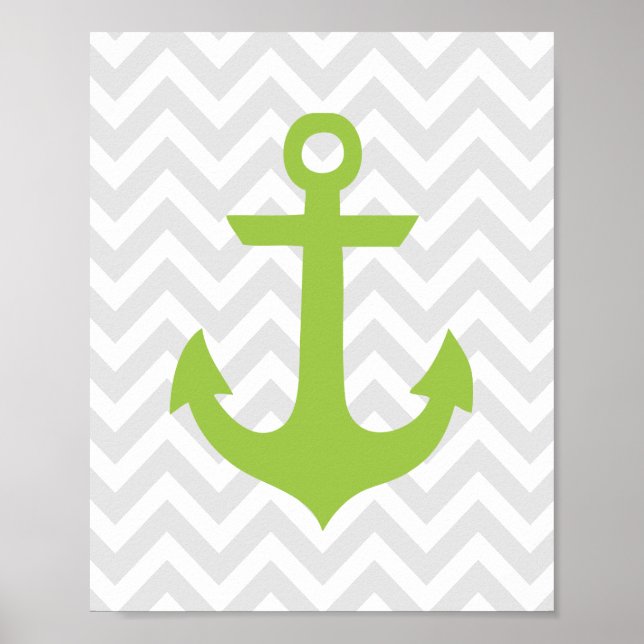 Green Anchor Nautical Nursery Poster (Front)