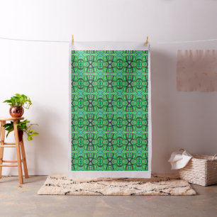 Green and Aqua Doodle With Black Lines Fabric