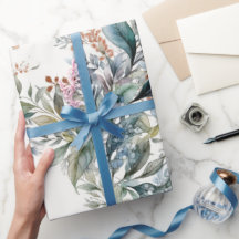 Green and Aqua Greenery Watercolour Wrapping Paper