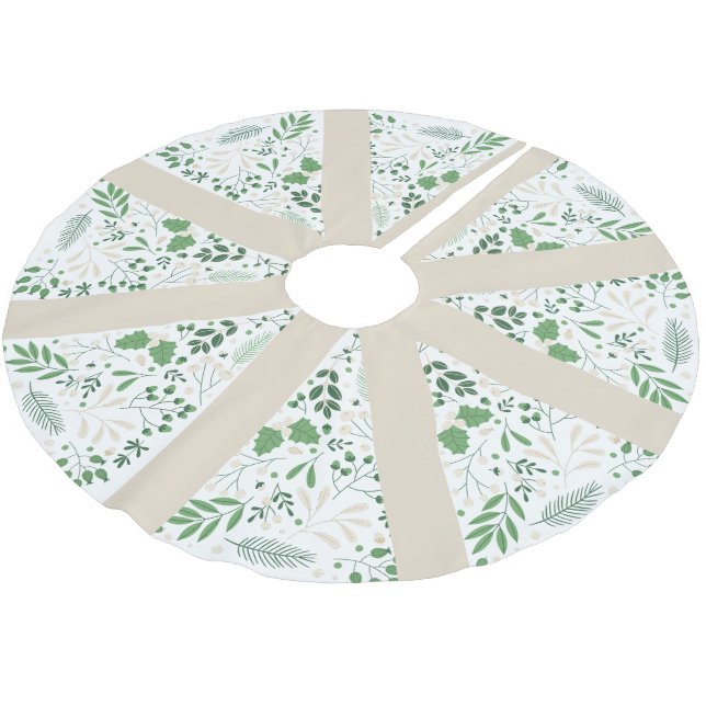 Green and Beige Christmas Tree Skirt | Elegant Hol (Angled)
