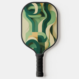 Green and beige curving forms pickleball paddle