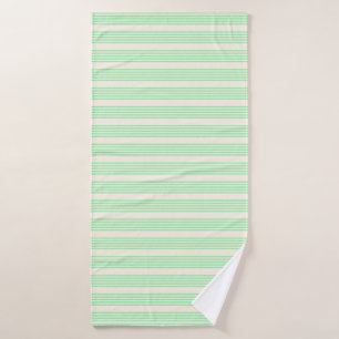 Green and beige five stripes pattern bath towel