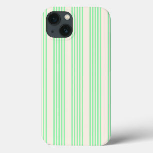 Green and beige five stripes pattern iPhone 13 case
