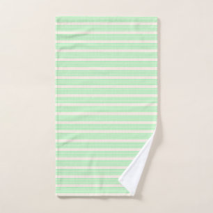 Green and beige five stripes pattern hand towel