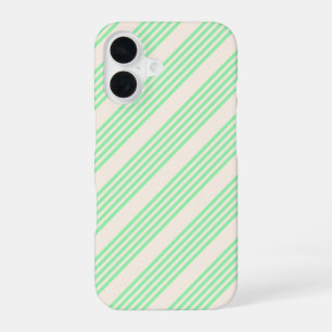 Green and beige five stripes pattern iPhone 16 case