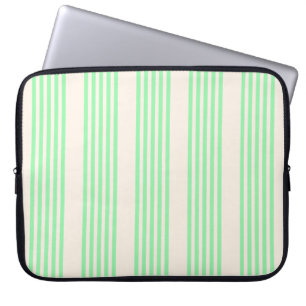Green and beige five stripes pattern laptop sleeve