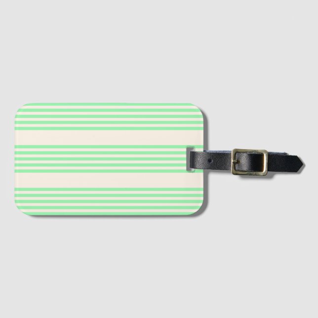 Green and beige five stripes pattern luggage tag (Front Horizontal)