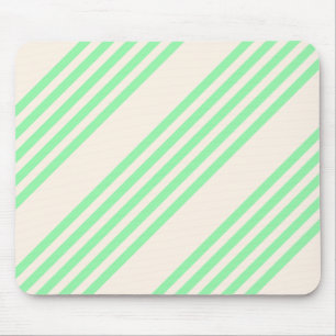 Green and beige five stripes pattern mouse mat