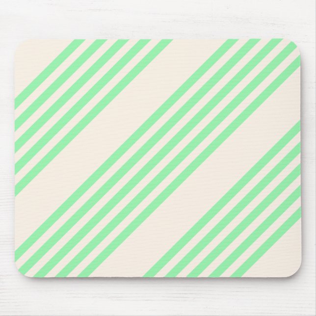 Green and beige five stripes pattern mouse mat (Front)