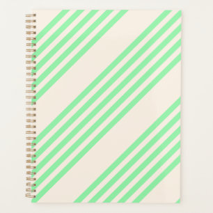 Green and beige five stripes pattern planner