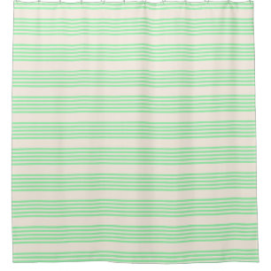 Green and beige five stripes pattern shower curtain