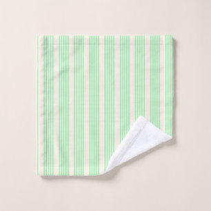 Green and beige five stripes pattern wash cloth