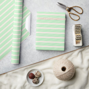 Green and beige five stripes pattern wrapping paper