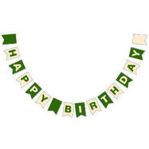 Green and Beige Happy Birthday Bunting