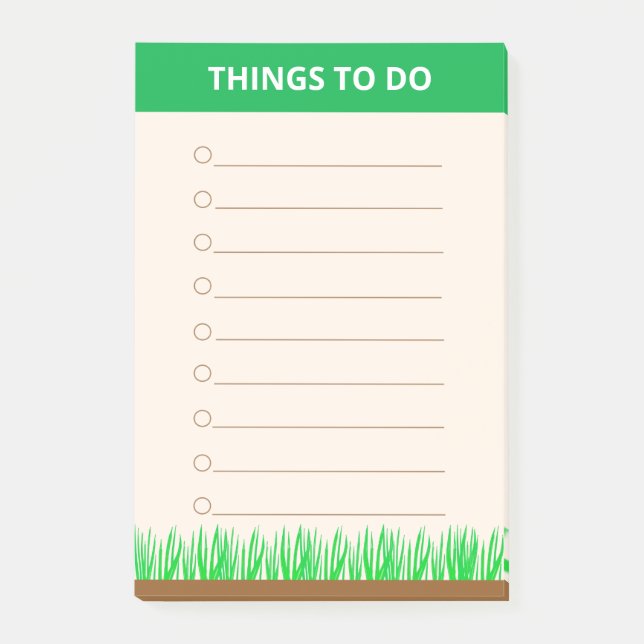 Green and Beige Personalised Things To Do Post-it Notes (Front)