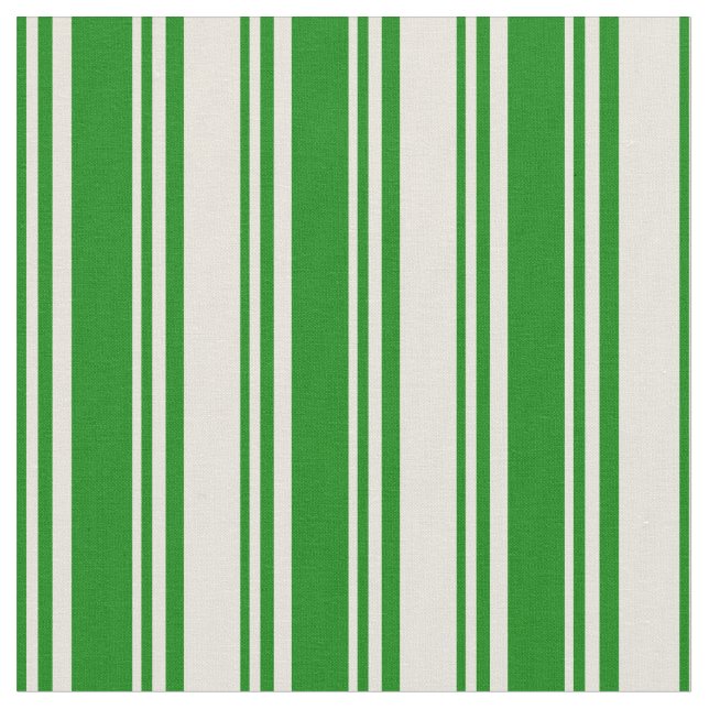 Green and Beige Striped Pattern Fabric (Close Up)