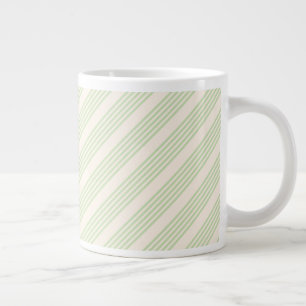 Green and beige stripes giant coffee mug