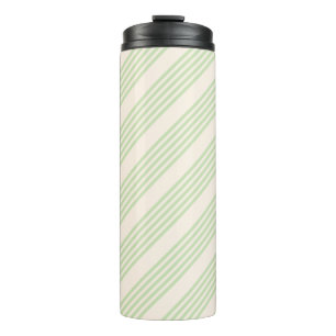 Green and beige stripes pattern thermal tumbler