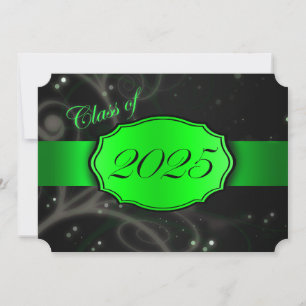 Green and Black 2025 Graduation Invitation