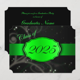 Green and Black 2025 Graduation Party Invitation