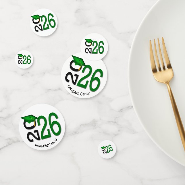 Green and Black 2026 Graduation  Confetti (Group)