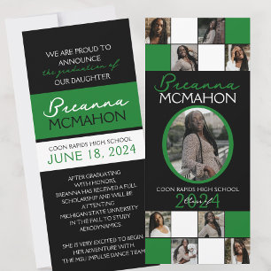 Green and Black 9 Photo Graduation Announcement