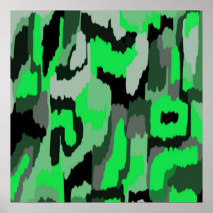 Green and Black Abstract Art  Poster