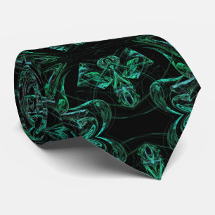 Green and Black Abstract Fractal Necktie