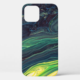 GREEN AND BLACK ABSTRACT PAINTING iPhone 12 CASE