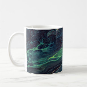 GREEN AND BLACK ABSTRACT PAINTING COFFEE MUG