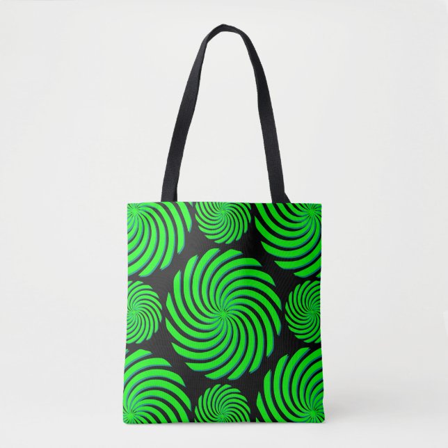 Green and Black Abstract Tote Bag (Front)
