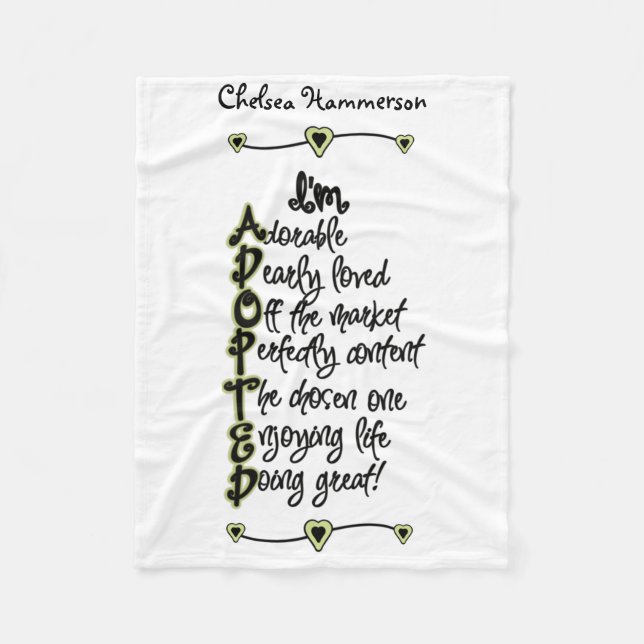 Green and Black Adopted Fleece Blanket (Front)