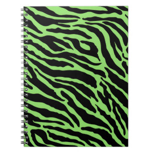 Green and Black Animal Print Stripes Notebook