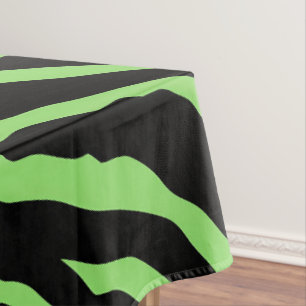 Green and Black Animal Print Stripes  Tablecloth