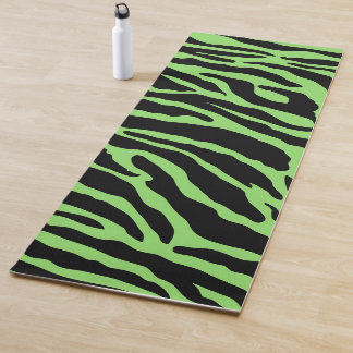 Green and Black Animal Print Stripes Yoga Mat