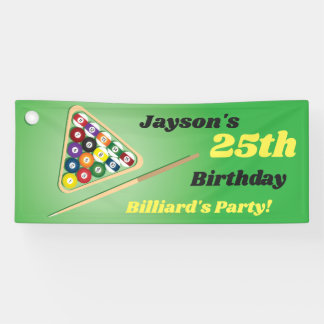 Green and Black Billiards Pool Party  Banner