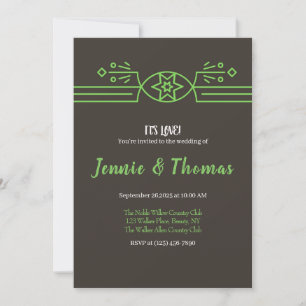 Green and Black Bordered Wedding Invitations