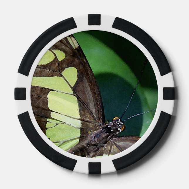 Green and Black Butterflies Poker Chips (Front)
