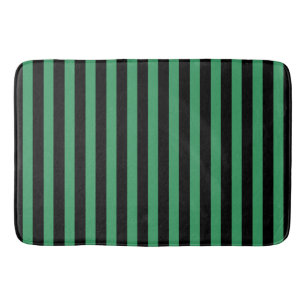 Green and black candy stripes bath mat