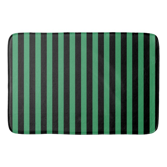 Green and black candy stripes bath mat (Front)