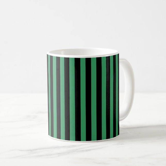 Green and black candy stripes coffee mug (Front Right)