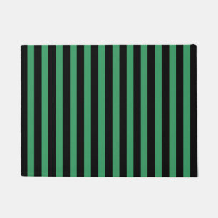 Green and black candy stripes doormat