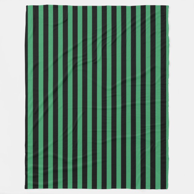 Green and black candy stripes fleece blanket (Front)