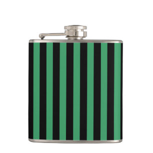 Green and black candy stripes hip flask