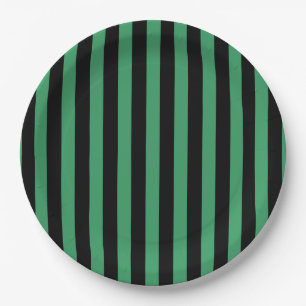 Green and black candy stripes paper plate