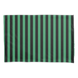 Green and black candy stripes pillowcase