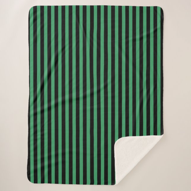 Green and black candy stripes sherpa blanket (Front)