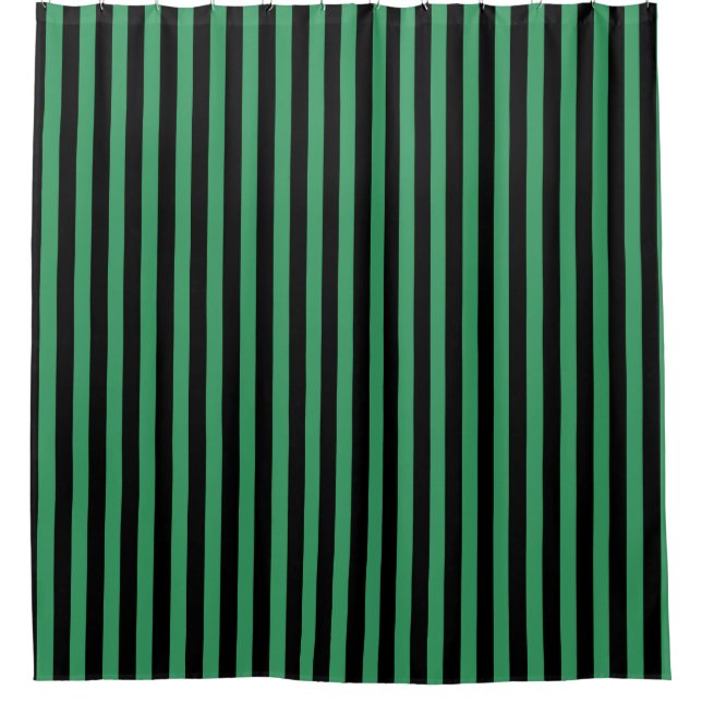 Green and black candy stripes shower curtain (Front)