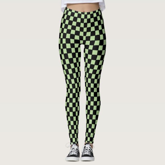 Green and Black Check Racing Style Custom Leggings