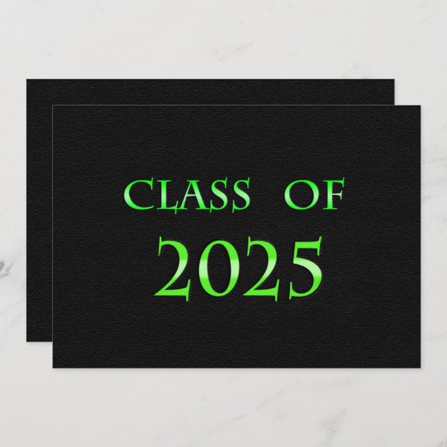 Green and Black Class of 2025 Graduation Party Invitation (Front/Back)